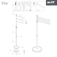 MSV – Ella 3-armiger Handtuchhalter – Mattschwarzer Stahl, modernes Badezimmerdesign 