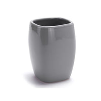 MSV – 3-teiliges Badezimmer-Zubehör-Set – Spender, Seifenschale und Keramikbecher in Anthrazitgrau 