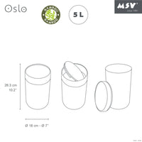 Msv – 6L Weißer Badezimmer-Mülleimer – Kompakter runder Mülleimer mit Schwingdeckel, Modernes Design 18×26 cm 