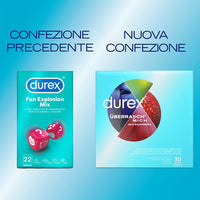 Durex Überraschungsmix – Verschiedene dünne Kondome mit Relief und Rippen, leicht überzuziehen, mit Gleitmittel und Reservoir, extra viel Vergnügen, 30 Stück