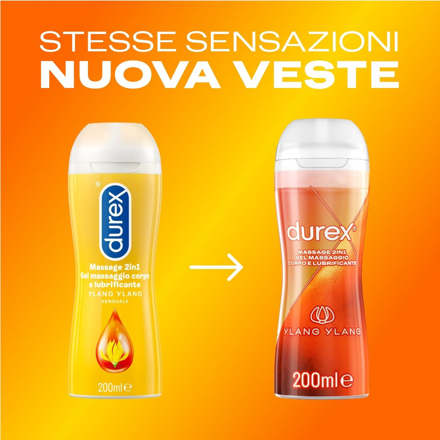 Durex Massage 2 in 1 – Intimgleitmittel &amp; Massagegel auf Wasserbasis mit Ylang Ylang, 200 ml