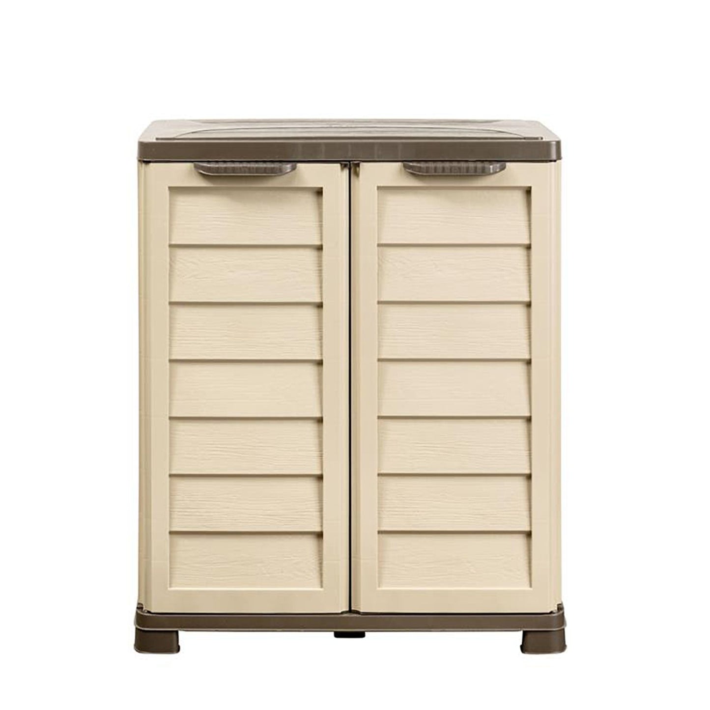 Bama Armadietto Riponi – in Resina Effetto Legno, Colore Beige, per Interno/Esterno, 76x46x89 cm, Ripiano Regolabile, Predisposizione Lucchetto, Portata Mensola 20 kg