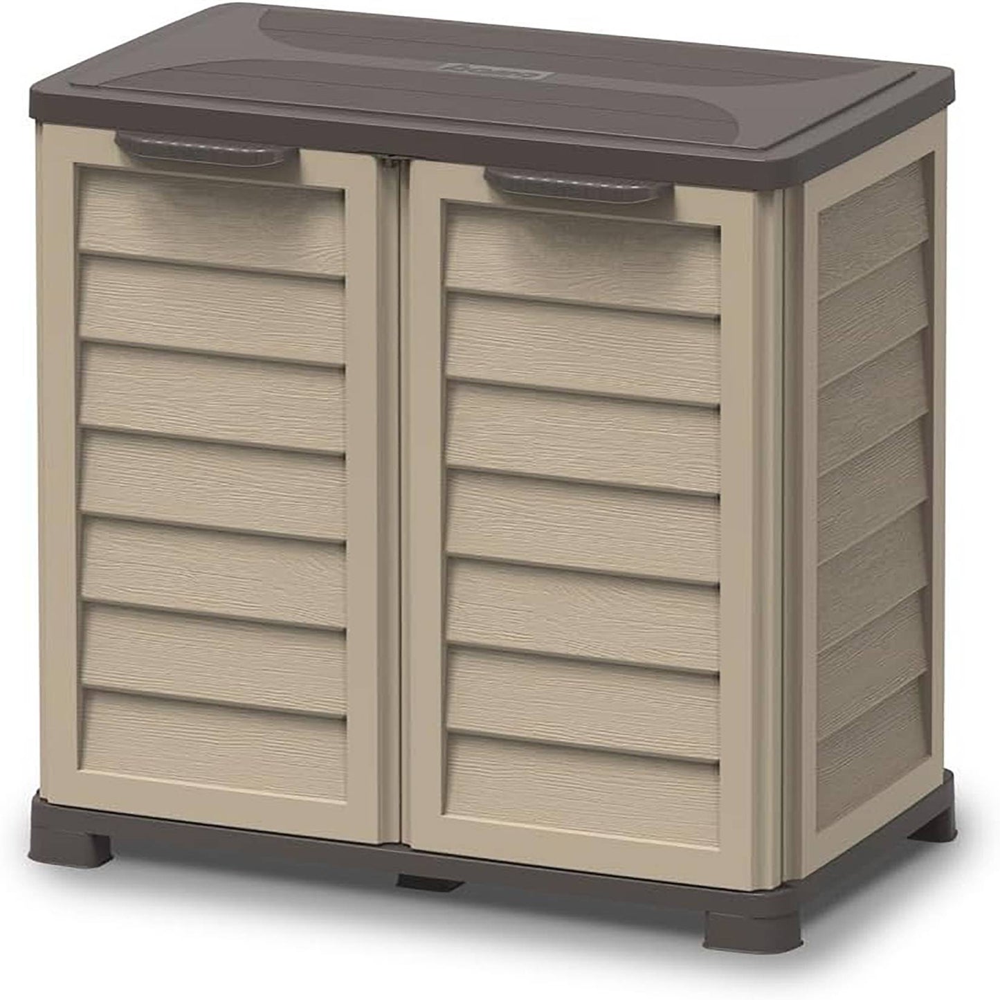 Bama Armadietto Riponi – in Resina Effetto Legno, Colore Beige, per Interno/Esterno, 76x46x89 cm, Ripiano Regolabile, Predisposizione Lucchetto, Portata Mensola 20 kg