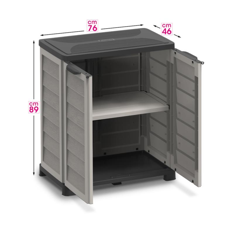 Bama Armadietto Riponi in Resina Effetto Legno, Colore Sabbia – per Interno/Esterno, 76x46x89 cm –Ripiano Regolabile, Predisposizione Lucchetto – Portata Mensola 20 kg