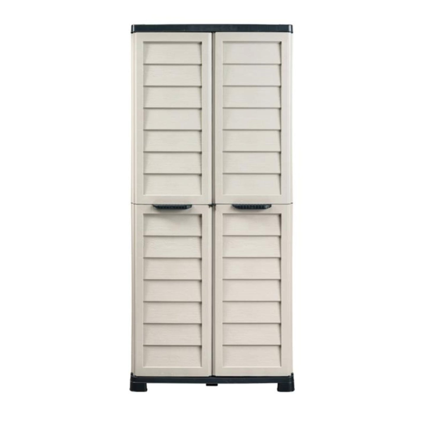 Bama Armadio Alto Riponi in Resina Effetto Legno, Colore Sabbia – 76x46x168 cm – 3 Ripiani Regolabili, Interno/Esterno, Predisposizione Lucchetto, Portata Mensola 20 kg.