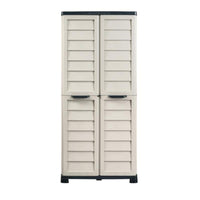 Bama Armadio Alto Riponi in Resina Effetto Legno, Colore Sabbia – 76x46x168 cm – 3 Ripiani Regolabili, Interno/Esterno, Predisposizione Lucchetto, Portata Mensola 20 kg.