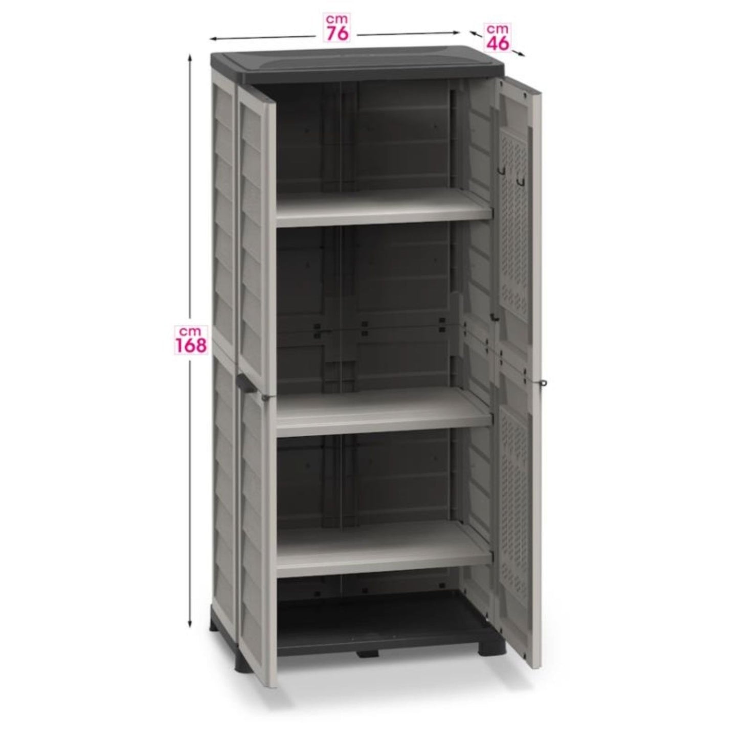 Bama Armadio Alto Riponi in Resina Effetto Legno, Colore Sabbia – 76x46x168 cm – 3 Ripiani Regolabili, Interno/Esterno, Predisposizione Lucchetto, Portata Mensola 20 kg.