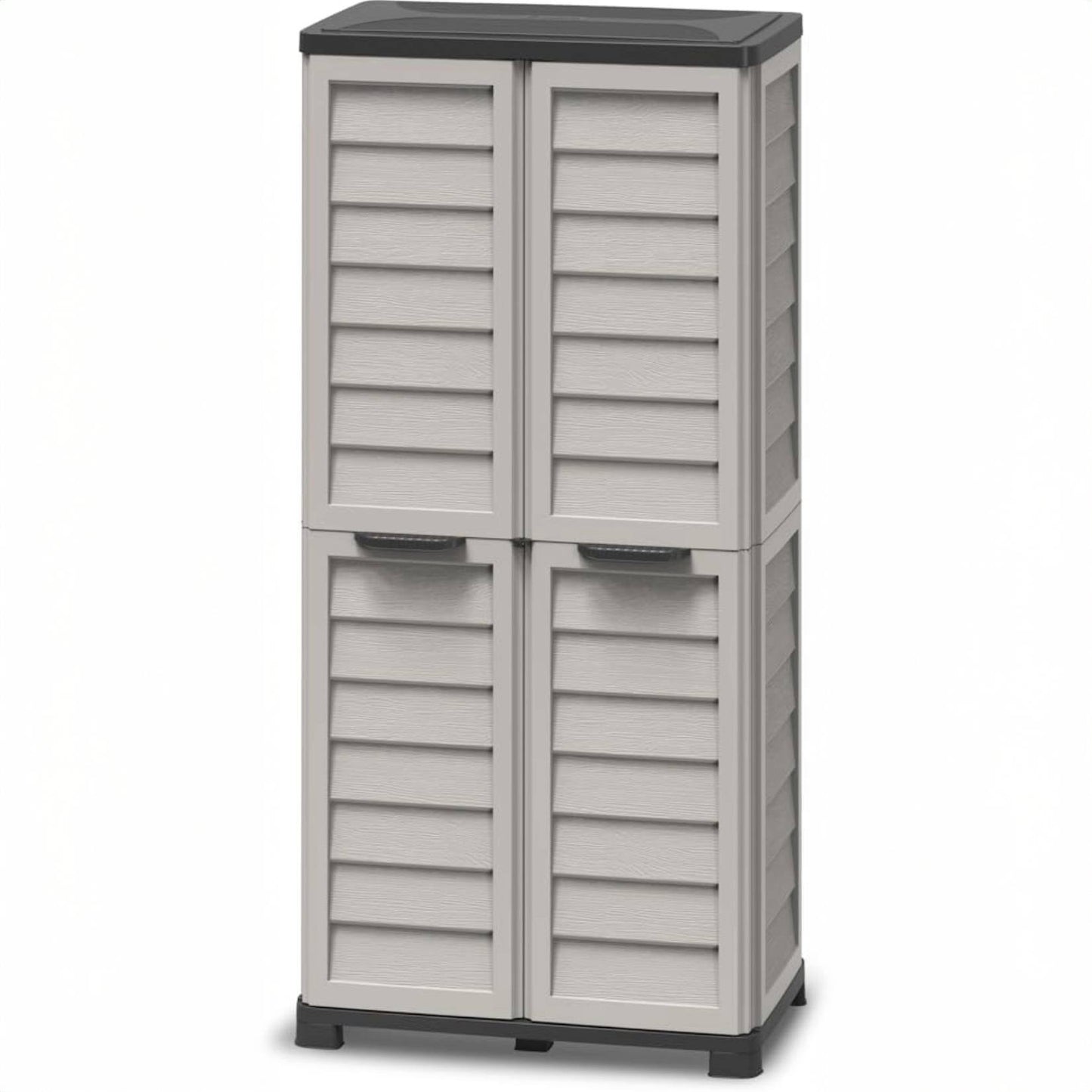 Bama Armadio Alto Riponi in Resina Effetto Legno, Colore Sabbia – 76x46x168 cm – 3 Ripiani Regolabili, Interno/Esterno, Predisposizione Lucchetto, Portata Mensola 20 kg.