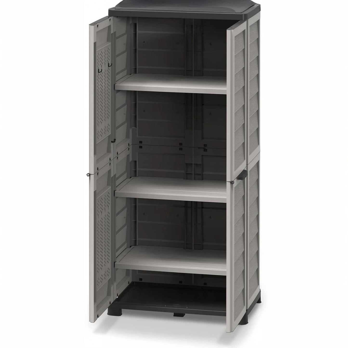 Bama Armadio Alto Riponi in Resina Effetto Legno, Colore Sabbia – 76x46x168 cm – 3 Ripiani Regolabili, Interno/Esterno, Predisposizione Lucchetto, Portata Mensola 20 kg.