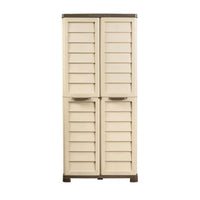 Bama Armadio Alto Riponi in Resina Effetto Legno, Colore Beige – 76x46x168 cm – 3 Ripiani Regolabili, Interno/Esterno, Predisposizione Lucchetto, Portata Mensola 20 kg.