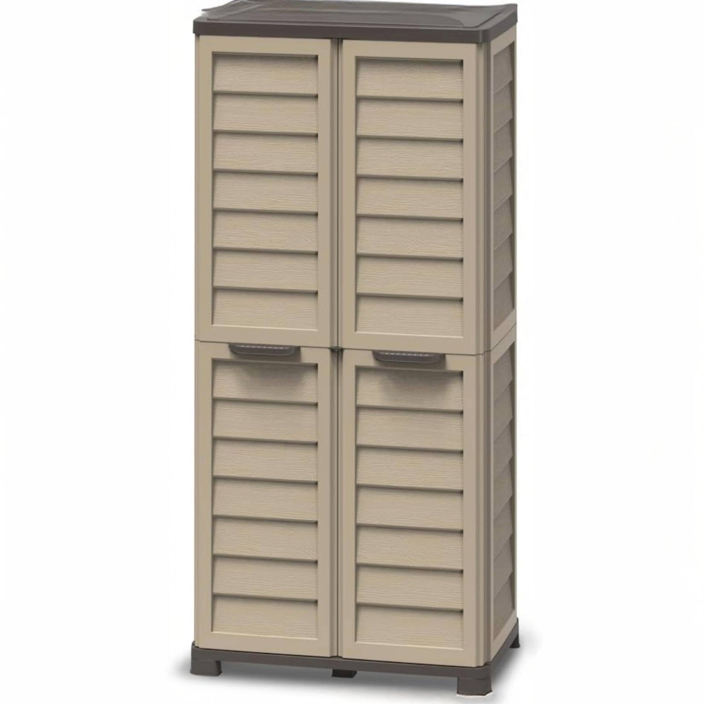 Bama Armadio Alto Riponi in Resina Effetto Legno, Colore Beige – 76x46x168 cm – 3 Ripiani Regolabili, Interno/Esterno, Predisposizione Lucchetto, Portata Mensola 20 kg.