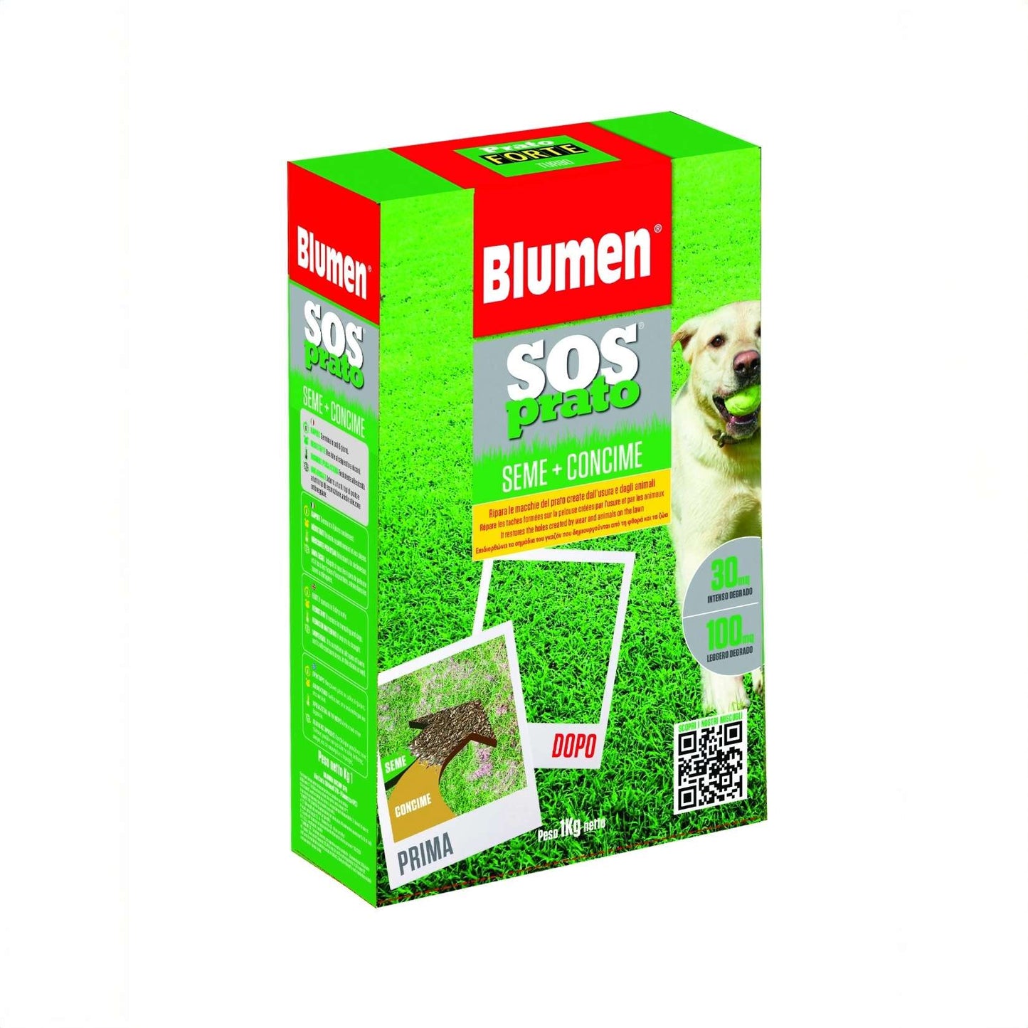 Blumen Prato SOS Mix 2 in 1 | Saat- und Regenerationsdünger für grünen und saftigen Rasen