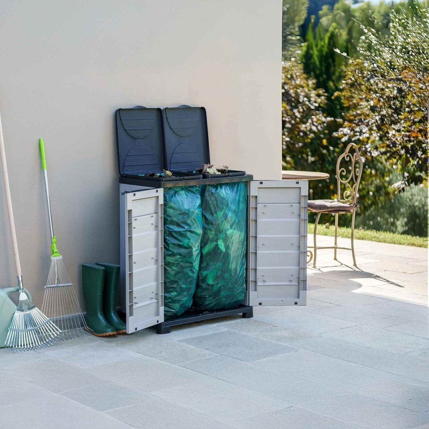 Bama – Pattumiera Riponi: 2 sacchi da 100L – Grigia – Resina riciclabile, facile da pulire.