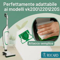 Sacchetti Compatibili per Folletto VK200 e VK220S – Confezione da 6, Microfibra Resistente, Antibatterici, Alta Filtrazione, Ricambi per Aspirapolvere Vorwerk