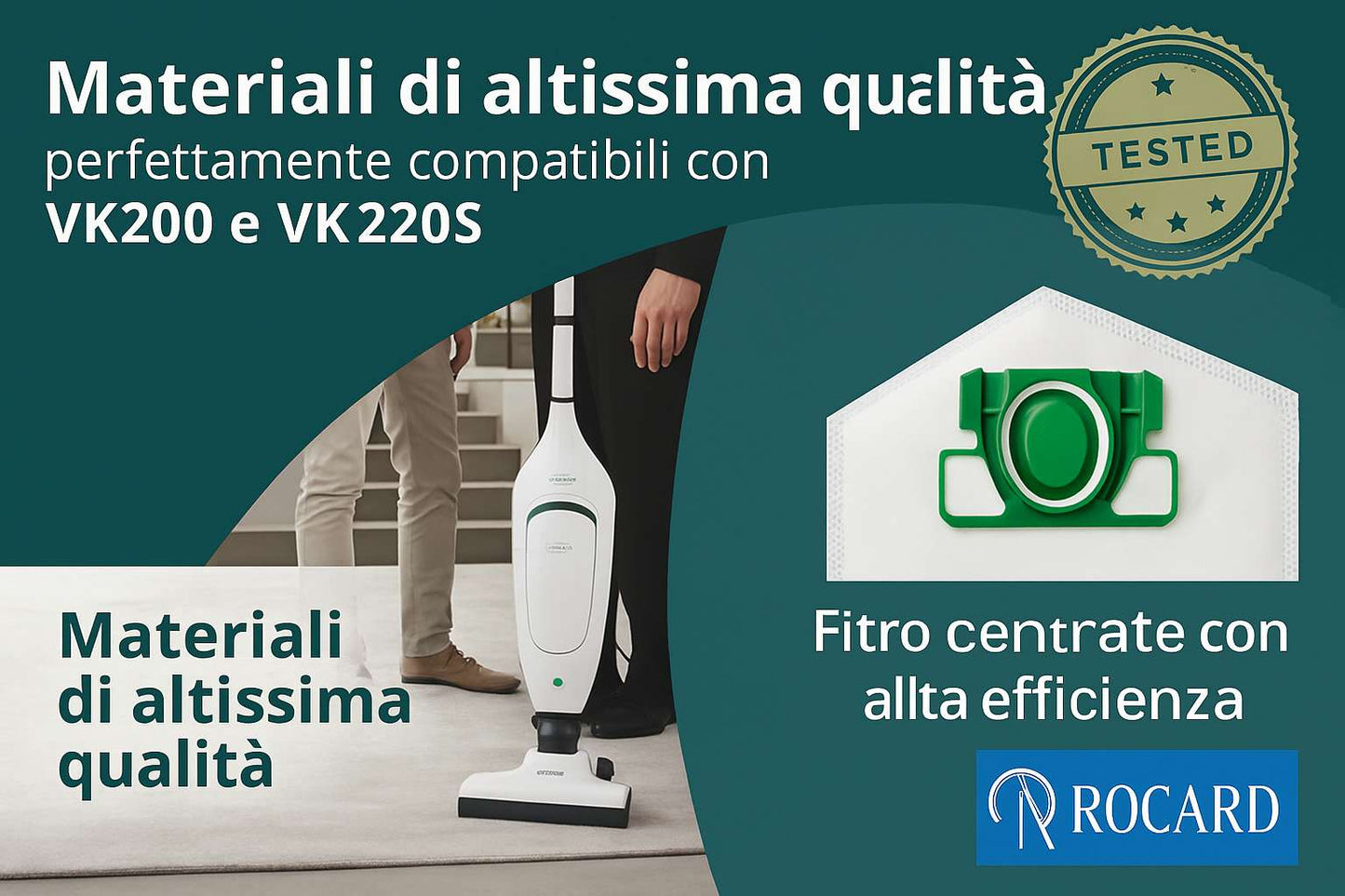 Sacchetti Compatibili per Folletto VK200 e VK220S – Confezione da 6, Microfibra Resistente, Antibatterici, Alta Filtrazione, Ricambi per Aspirapolvere Vorwerk