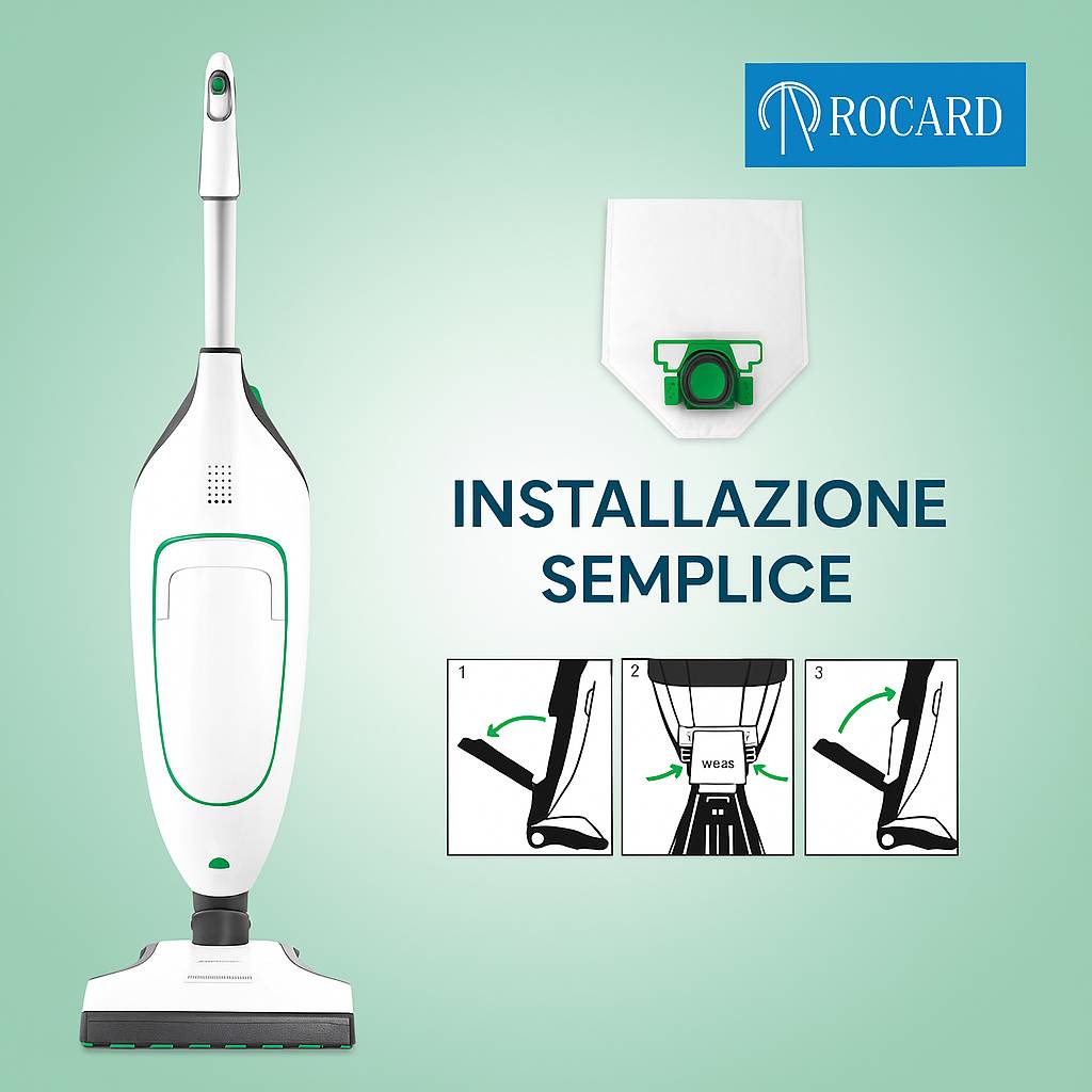 Sacchetti Compatibili per Folletto VK200 e VK220S – Confezione da 6, Microfibra Resistente, Antibatterici, Alta Filtrazione, Ricambi per Aspirapolvere Vorwerk