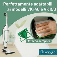 Sacchetti Compatibili per Folletto VK140 e VK150 – Confezione da 6, Microfibra Resistente, Antibatterici, Alta Filtrazione, Ricambi per Aspirapolvere Vorwerk