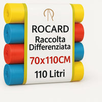 Rocard® 110L Müllsäcke – 100 stabile Säcke mit Griffen, 10 Rollen, für den Innen- und Außenbereich