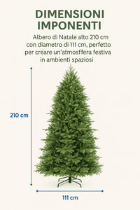 Albero di Natale Rosario 180 cm Realistico in PE+PVC – 966 Rami Folti, Montaggio Ombrello, Diametro 109 cm