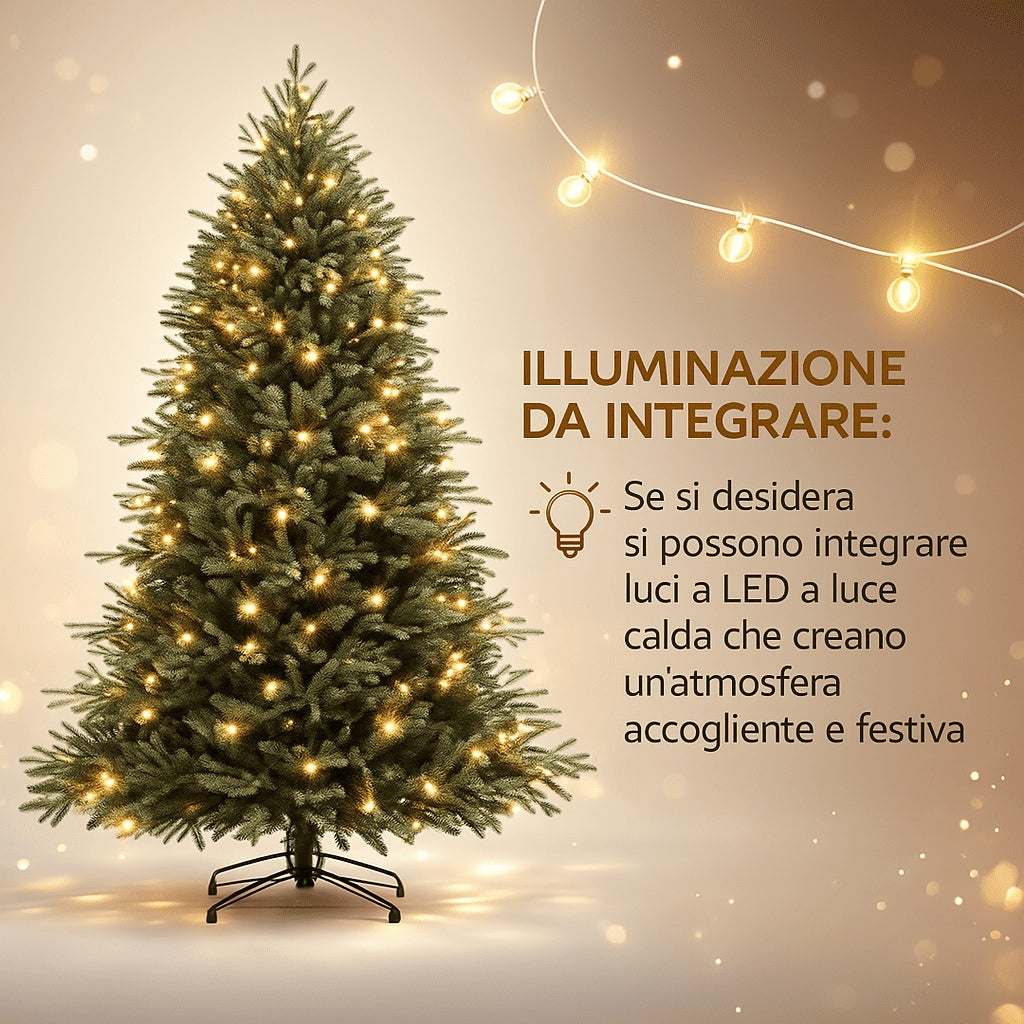 Albero di Natale Rosario 180 cm Realistico in PE+PVC – 966 Rami Folti, Montaggio Ombrello, Diametro 109 cm