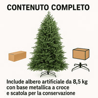 Albero di Natale Rosario 180 cm Realistico in PE+PVC – 966 Rami Folti, Montaggio Ombrello, Diametro 109 cm