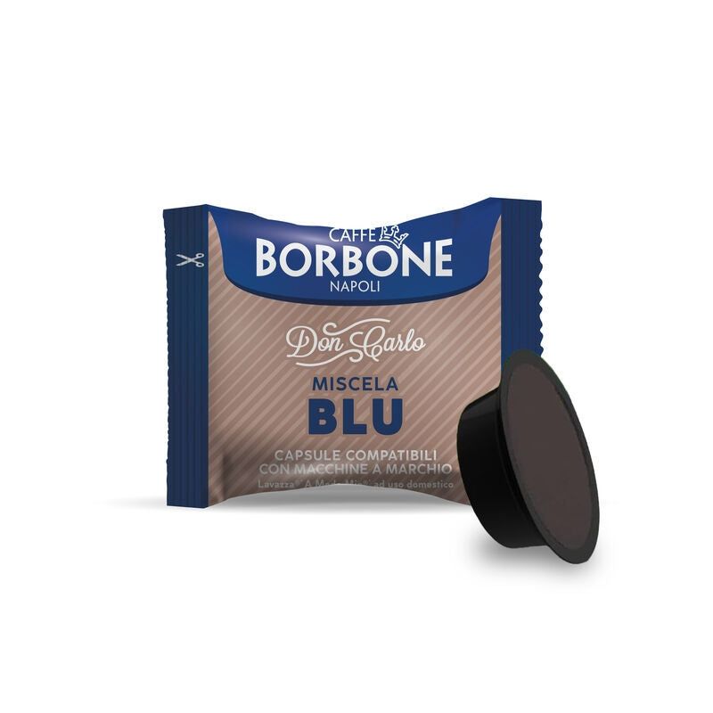 Caffè Borbone Don Carlo Blu – Compatibile A Modo Mio – Gusto Intenso e Cremoso – Box da 50 Capsule