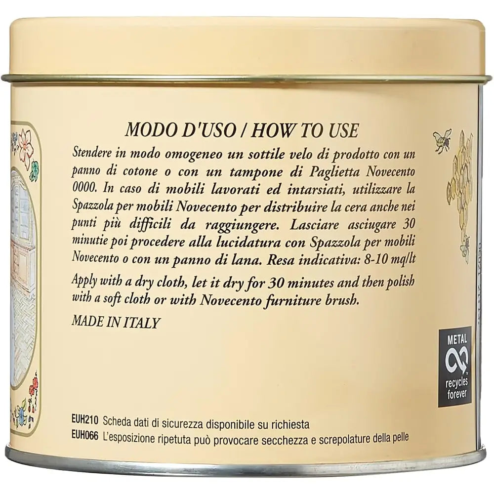 Novecento – Cera D’ Api – 500 Ml – Adatta per mobili e pavimenti in legno