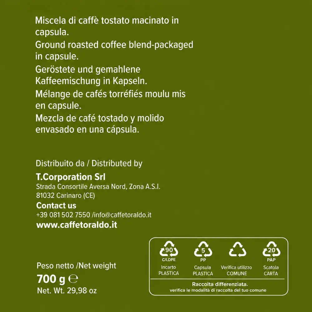 Caffè Toraldo - Caffitaly - Miscela Cremosa - 100 Capsule Compatibili Caffitaly