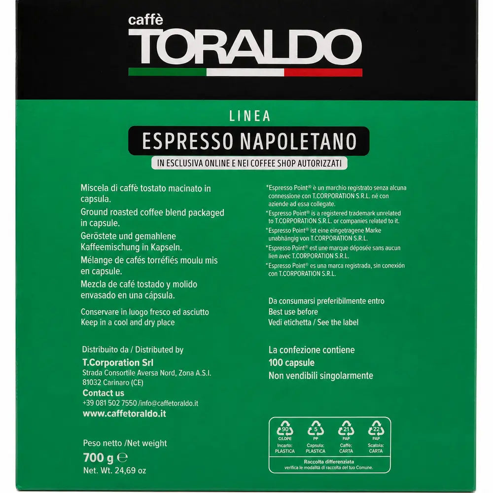 Toraldo Kaffee – 100 Espresso Point-kompatible Kapseln – Klassische Mischung 