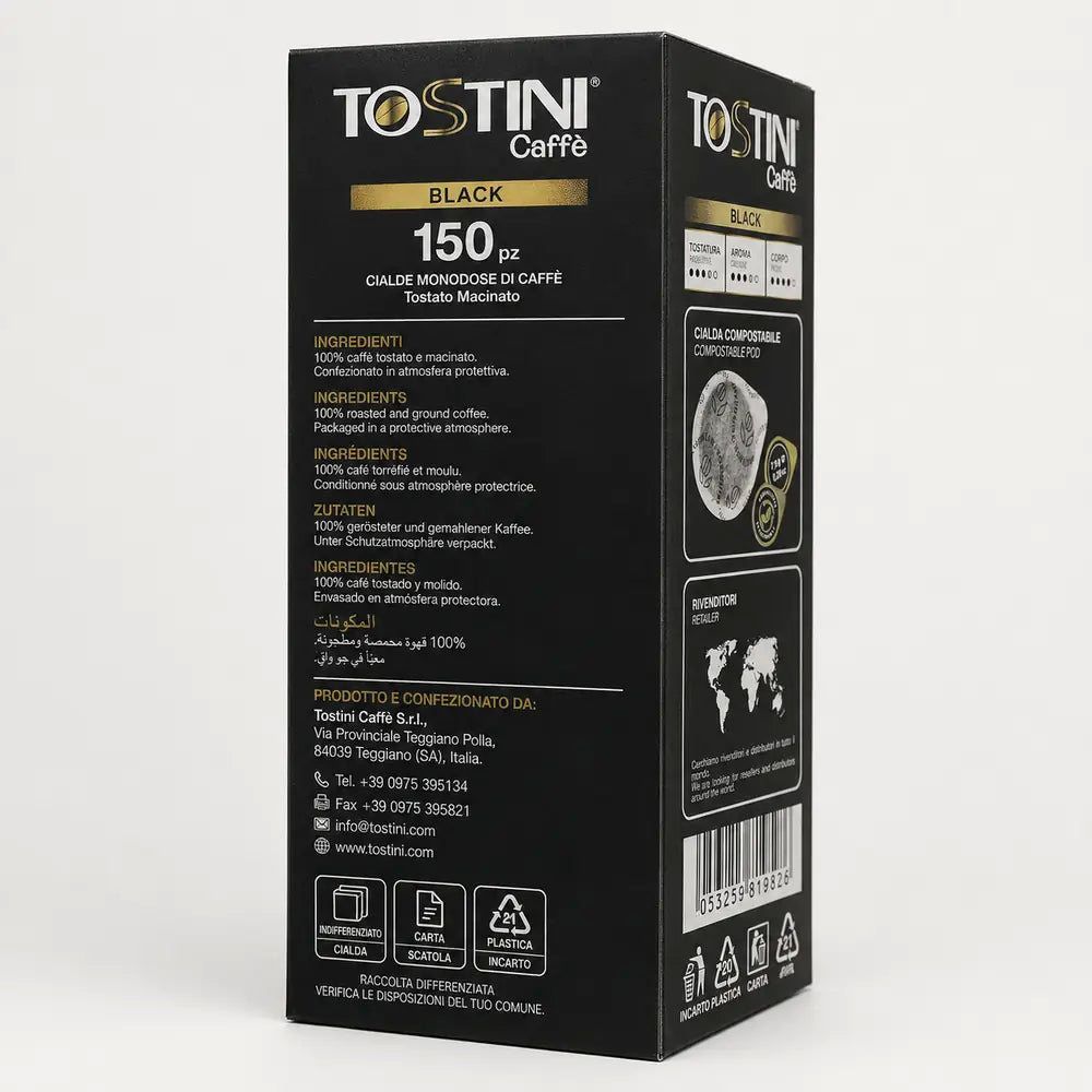Caffè Tostini - Cialde Carta ESE 44 mm - Miscela Black - 150 Cialde