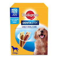 Pedigree – Dentastix für große Hunde (+25 kg) – 105 Mundhygiene-Snacks in 15 Packungen mit je 7 Stück 