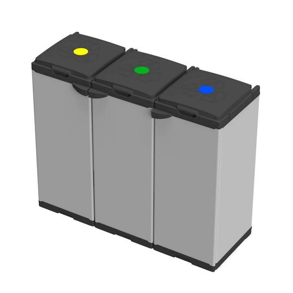 Adventa Tris Abfallsackhalter – 102x38x87 cm – 3 Fächer, Modulares System, für 80–110L Säcke, Innen-/Außenbereich 